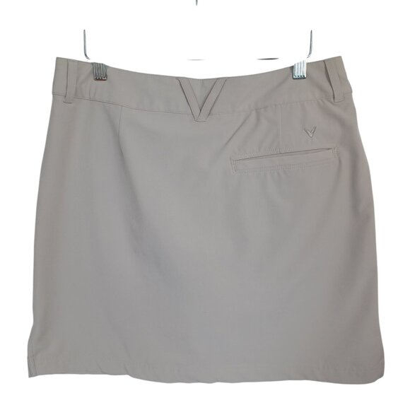 Callaway Golf Skort Beige Neutral Zip Front Skirt Built In Under Shorts Womens 8 - Picture 9 of 10